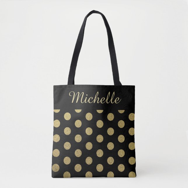 Individuelle Name Gold Polka Dot Black (Vorderseite)