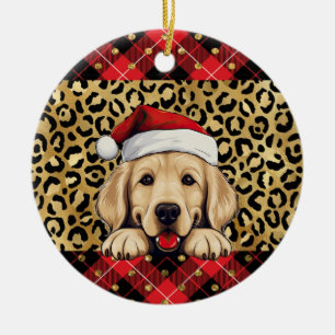 Individuelle Name Golden Retriever Hund Weihnachts Keramik Ornament