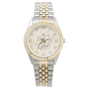 Individuelle Name Goldener brauner Hintergrund Armbanduhr