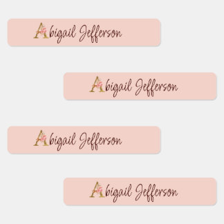 Individuelle Name Goldfolie Rosa Rose Buchstabe A Etiketten