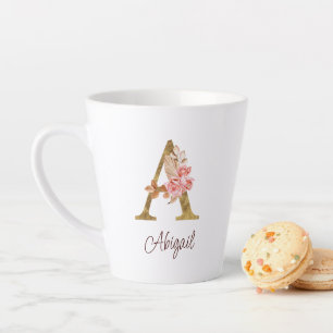 Individuelle Name Goldfolie Rosa Rose Buchstabe A Milchtasse