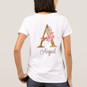 Individuelle Name Goldfolie Rosa Rose Buchstabe A T-Shirt
