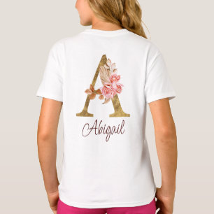 Individuelle Name Goldfolie Rosa Rose Buchstabe A T-Shirt
