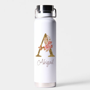 Individuelle Name Goldfolie Rosa Rose Buchstabe A Trinkflasche