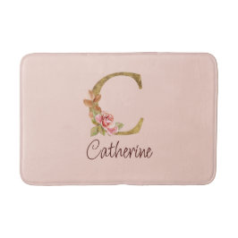 Individuelle Name Goldfolie Rosa Rose Letter C Badematte