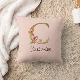 Individuelle Name Goldfolie Rosa Rose Letter C Kissen