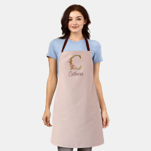 Individuelle Name Goldfolie Rosa Rose Letter C Schürze