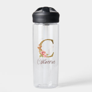 Individuelle Name Goldfolie Rosa Rose Letter C Trinkflasche