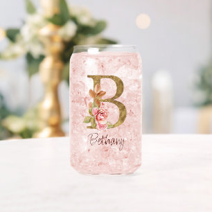 Individuelle Name Goldfolie Rosa Rosen Buchstabe B Dosenglas