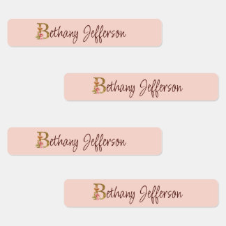 Individuelle Name Goldfolie Rosa Rosen Buchstabe B Etiketten