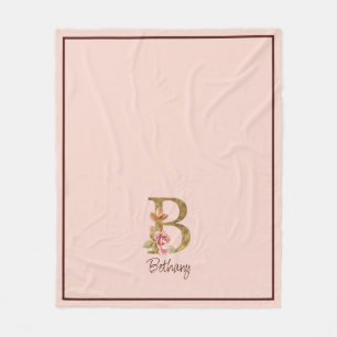 Individuelle Name Goldfolie Rosa Rosen Buchstabe B Fleecedecke