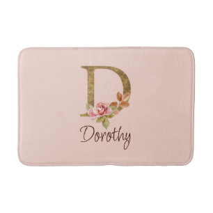 Individuelle Name Goldfolie Rosa Rosen Buchstabe D Badematte