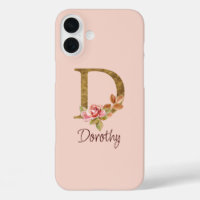 Individuelle Name Goldfolie Rosa Rosen Buchstabe D