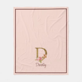 Individuelle Name Goldfolie Rosa Rosen Buchstabe D Fleecedecke