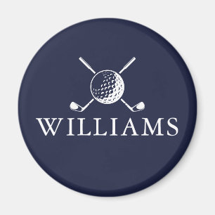 Individuelle Name Golf Ball und Clubs Navy Blue Magnet