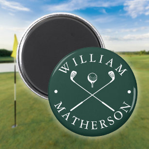 Individuelle Name Golf Clubs Smaragdgrün und weiß Magnet