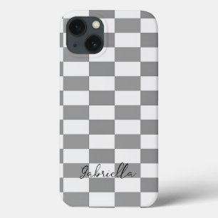 Individuelle Name-Graue Karo-Blockstruktur Case-Mate iPhone Hülle