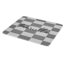 Individuelle Name-Graue Karo-Blockstruktur Schneidebrett
