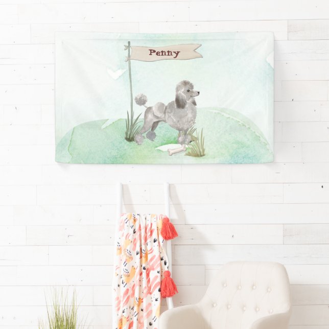 Individuelle Name Gray Poodle Haustier Hund Banner (Insitu)