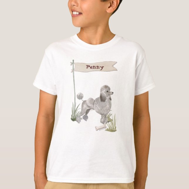 Individuelle Name Gray Poodle Haustier Hund T-Shirt (Vorderseite)