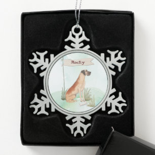 Individuelle Name Great Dane Pet Hund Schneeflocken Zinn-Ornament
