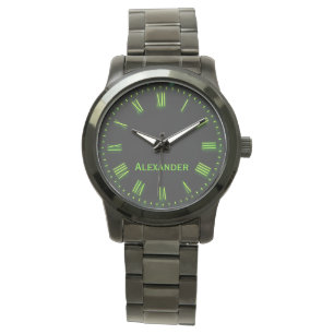 Individuelle Name Green Black Classic Elegant Roma Armbanduhr