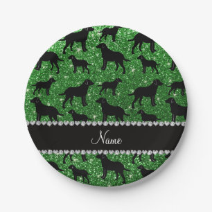 Individuelle Name Green Glitzer Labrador Retriever Pappteller