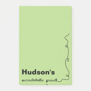 Individuelle Name Green Scribble Pad Post-it Klebezettel