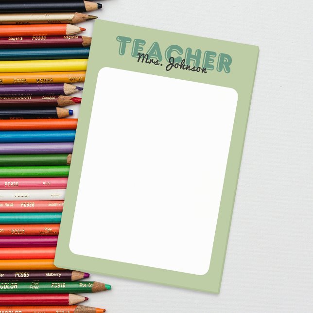 Individuelle Name Green Teacher Post-it Klebezettel (Custom Name Green Teacher Post-it Notes)