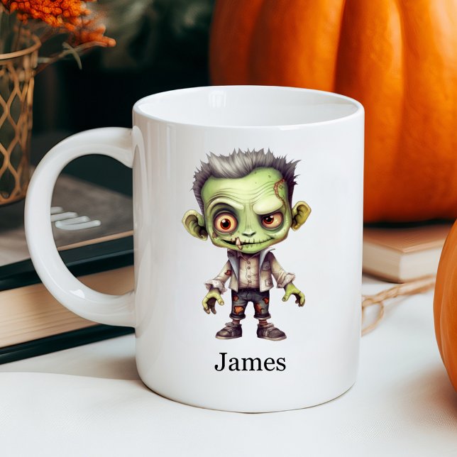 Individuelle Name Green Zombie Halloween Kaffeetasse (Von Creator hochgeladen)
