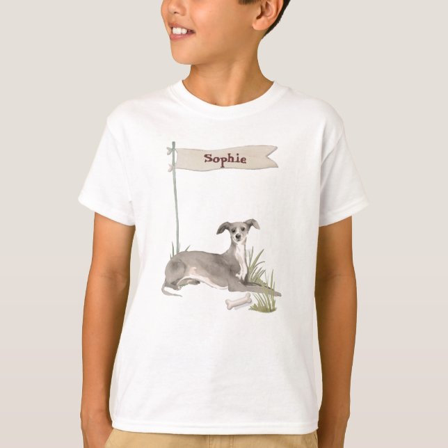 Individuelle Name Greyhound Pet Dog T-Shirt (Vorderseite)