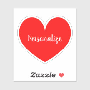 Individuelle Name Großer Roter Herzklappenaufklebe Aufkleber