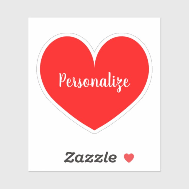 Individuelle Name Großer Roter Herzklappenaufklebe Aufkleber (Blatt)