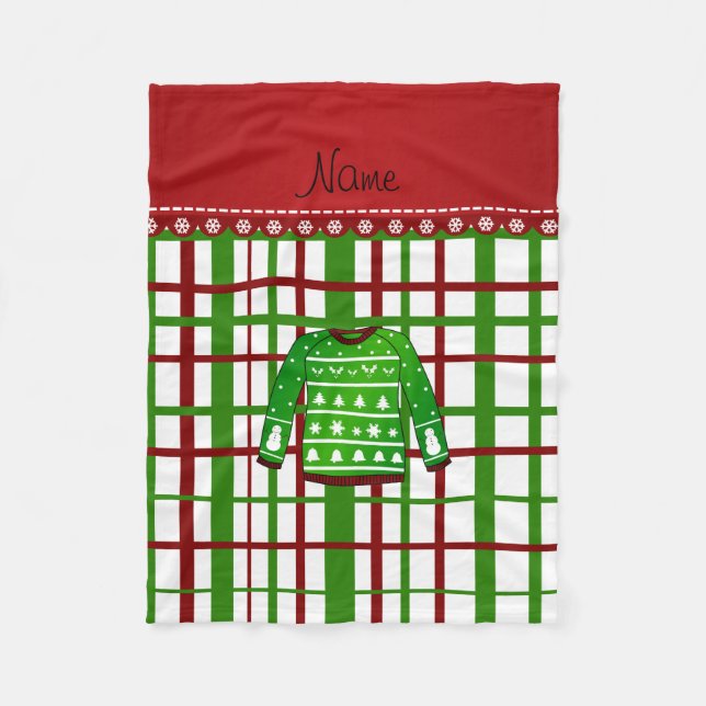Individuelle Name grün hässliche Weihnachtspulli k Fleecedecke (Vorderseite)