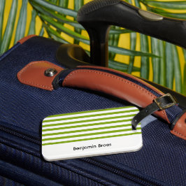 Individuelle Name, grün und weiß Streifen Gepäckanhänger