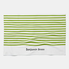 Individuelle Name, grün und weiß Streifen Geschirrtuch