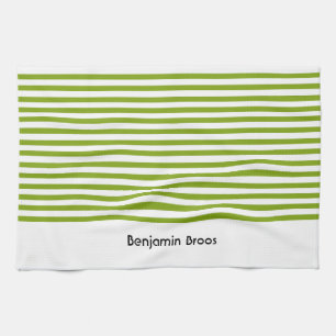 Individuelle Name, grün und weiß Streifen Geschirrtuch