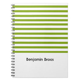 Individuelle Name, grün und weiß Streifen Notizblock