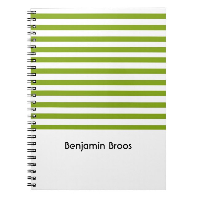 Individuelle Name, grün und weiß Streifen Notizblock (Vorderseite)