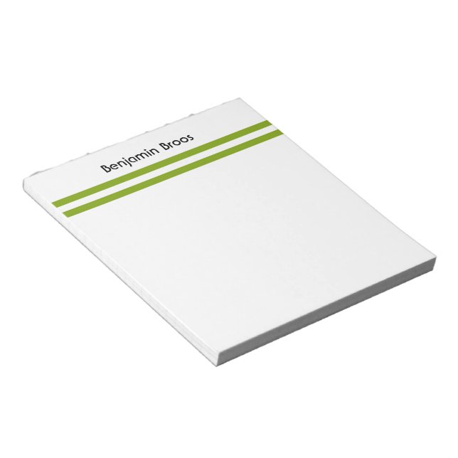 Individuelle Name, grün und weiß Streifen Notizblock (angewinkelt)