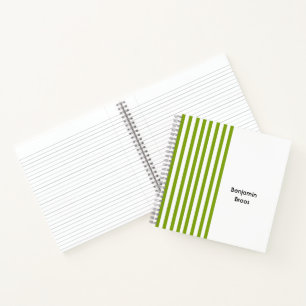 Individuelle Name, grün und weiß Streifen Notizbuch