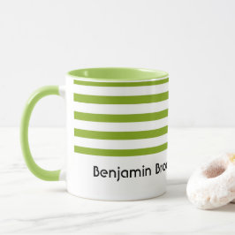 Individuelle Name, grün und weiß Streifen Tasse