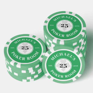 Individuelle Name Grüne und weiße Las Vegas-Bezeic Pokerchips