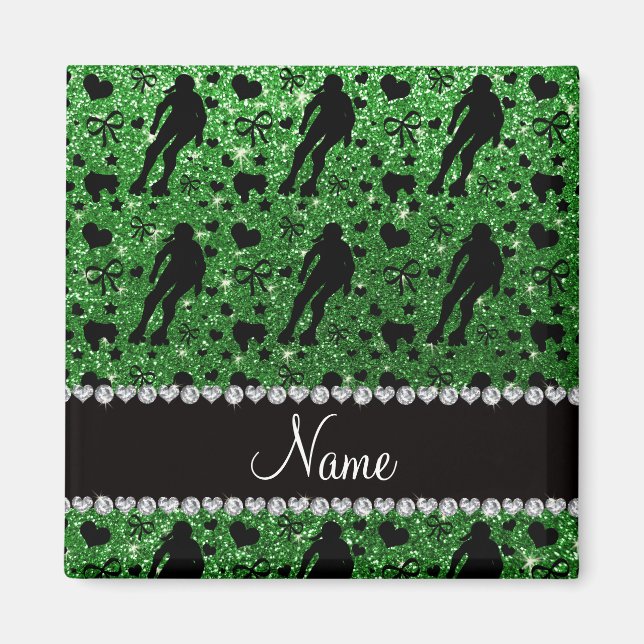 Individuelle Name, grüner Glitzer Magnet (Vorne)