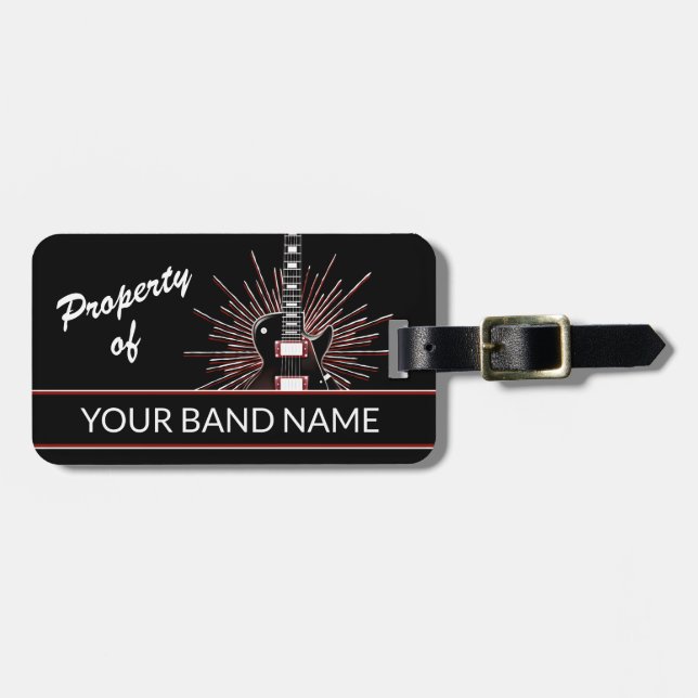 Individuelle Name Guitar Band Merch Rock Roll Musi Gepäckanhänger (Vorderseite horizontal)