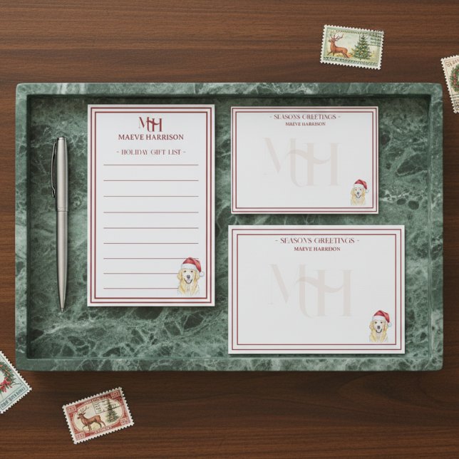 Individuelle Name Hand gezogen Golden Retriever We Mitteilungskarte (Shop the full collection at Doodle Dogs & Co. on Zazzle!)