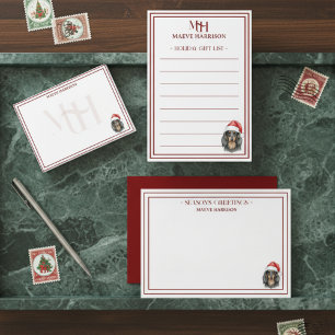 Individuelle Name Hand gezogene Dackel Weihnachtsm Mitteilungskarte