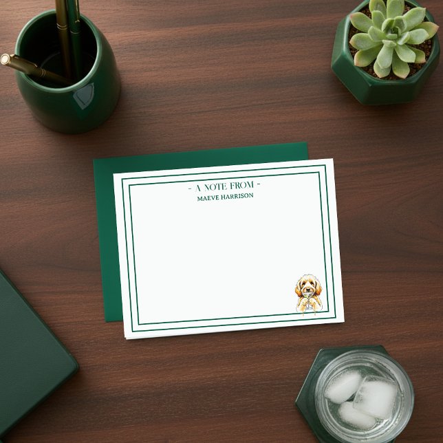 Individuelle Name Handgezogen Golden Doodle Martin Mitteilungskarte (Gift custom stationery to the dog lover in your life!)