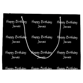 Individuelle Name Happy Birthday Black Große Geschenktüte