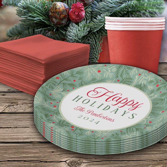 Individuelle Name Happy Holidays Papierplatte Pappteller (Von Creator hochgeladen)